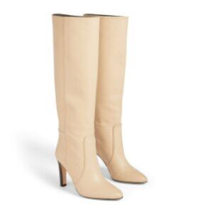 LK Bennett Margret Ivory Leather Knee High Dress Boots size 41, US 9.5 NEW